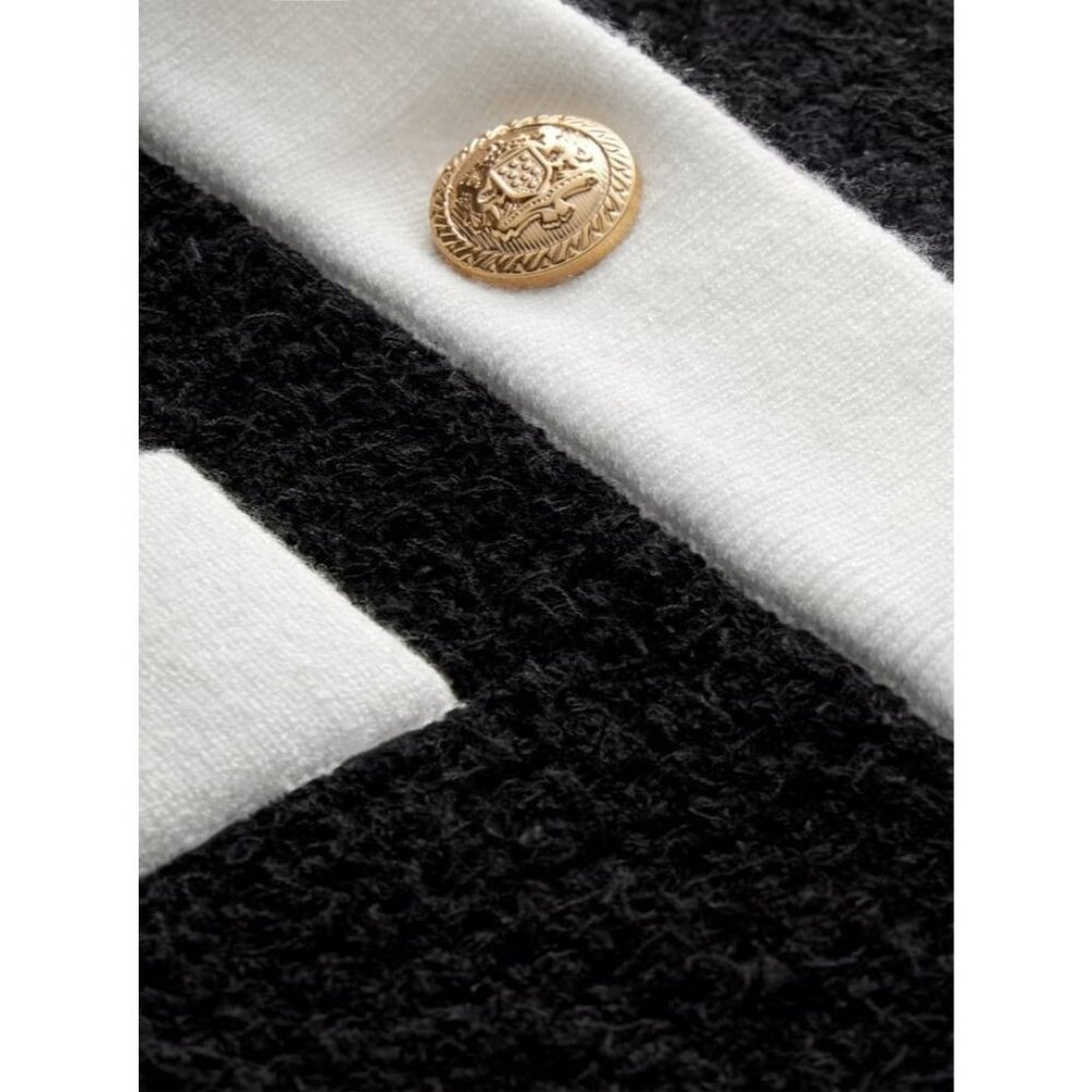 Alice + Olivia Claira Black/Soft White Cardigan Small - Picture 2 of 12